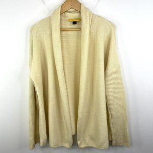 St John 100% Cashmere Ivory Long Sleeve Open Front Cardigan Sweater Size Large